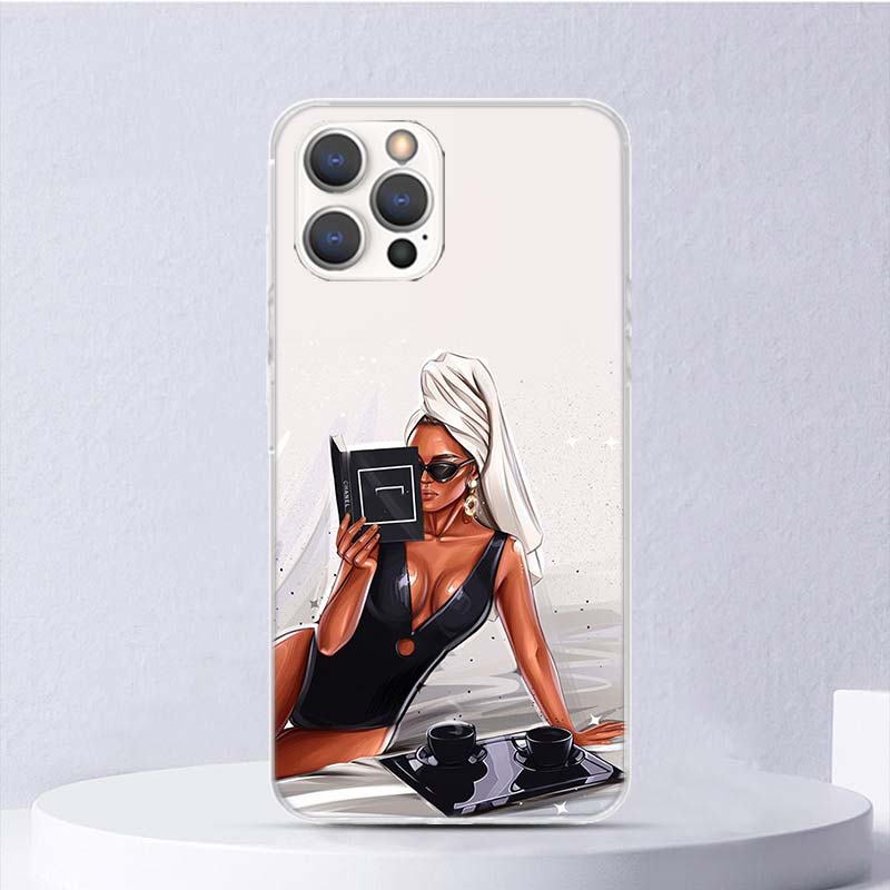 

Мягкий чехол Girl Boss Female Coffee для iPhone 11 12 13 Mini 14 Pro Max Apple Phone Cover X XS XR SE 7 Plus 8 + 6 6S 5S Funda Coqu iPhone 7 Plus