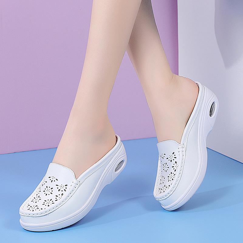 

Women s Thick-Soled Closed-Toe Platform Slip-On Slippers for Outdoor Wear, Nurse Work, and Easy-to-Match Lazy Days - Large Size Backless Design 41