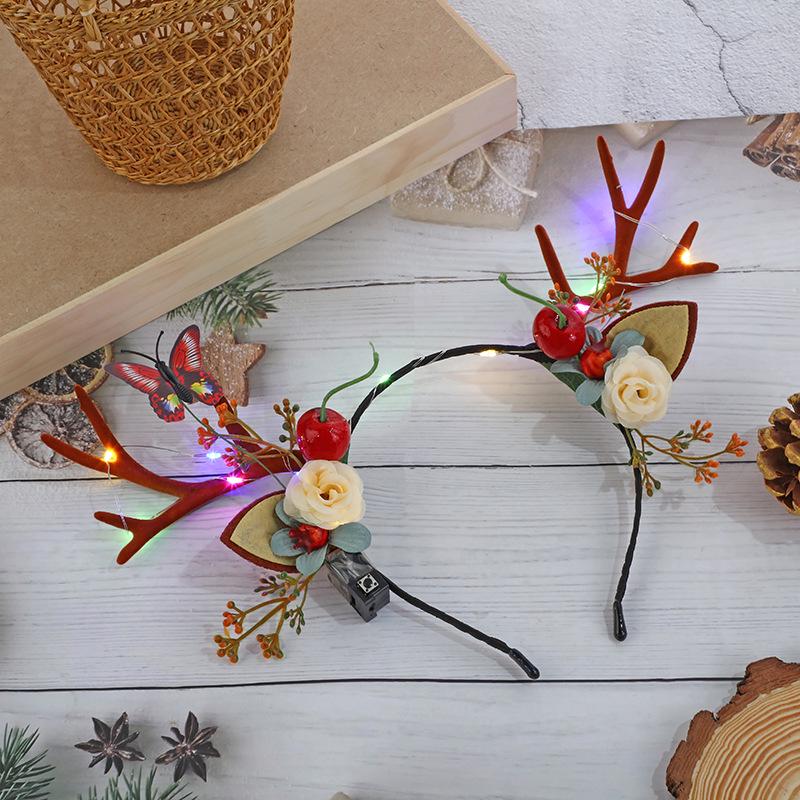 

Christmas Reindeer Antler Headband: Cute, Fuzzy Pine Cone Accessory for Girls