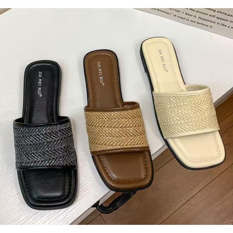 Fashion New Women's Sandals Summer Luxury Fashionable Flats Sandals Brown Designer Open Toe Non-Slip Outdoor Beach Slippers Slides Women