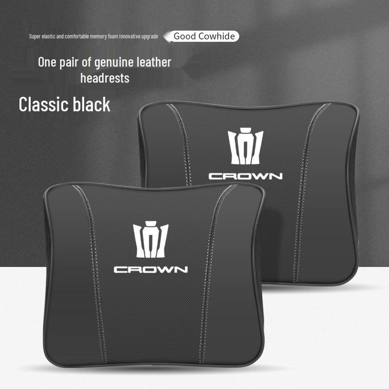 Genuine Leather Headrest & Lumbar Support for Toyota Crown Land Cruiser - Comfortable Neck Support & Decorative Accessory