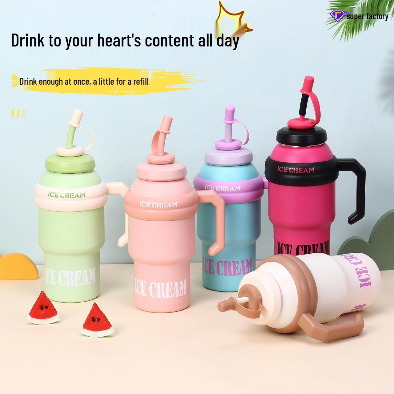 

Premium Light Luxury 304 Stainless Steel Insulated Water Cup for Women and Office Use 1000ml синій