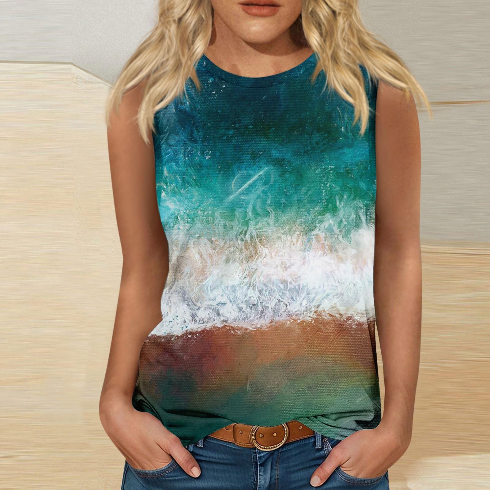 

Женские повседневные туники, топы для ношения с леггинсами, летние рубашки без рукавов с принтами, майки, блузки XL белый