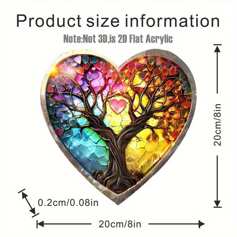 2D Flat Heart-Shaped Tree Acrylic Stained Glass Style Decoration Sign, Suitable for Wall Decoration, Porch, Room, Villa, Accents Home, Hallway, or Wor