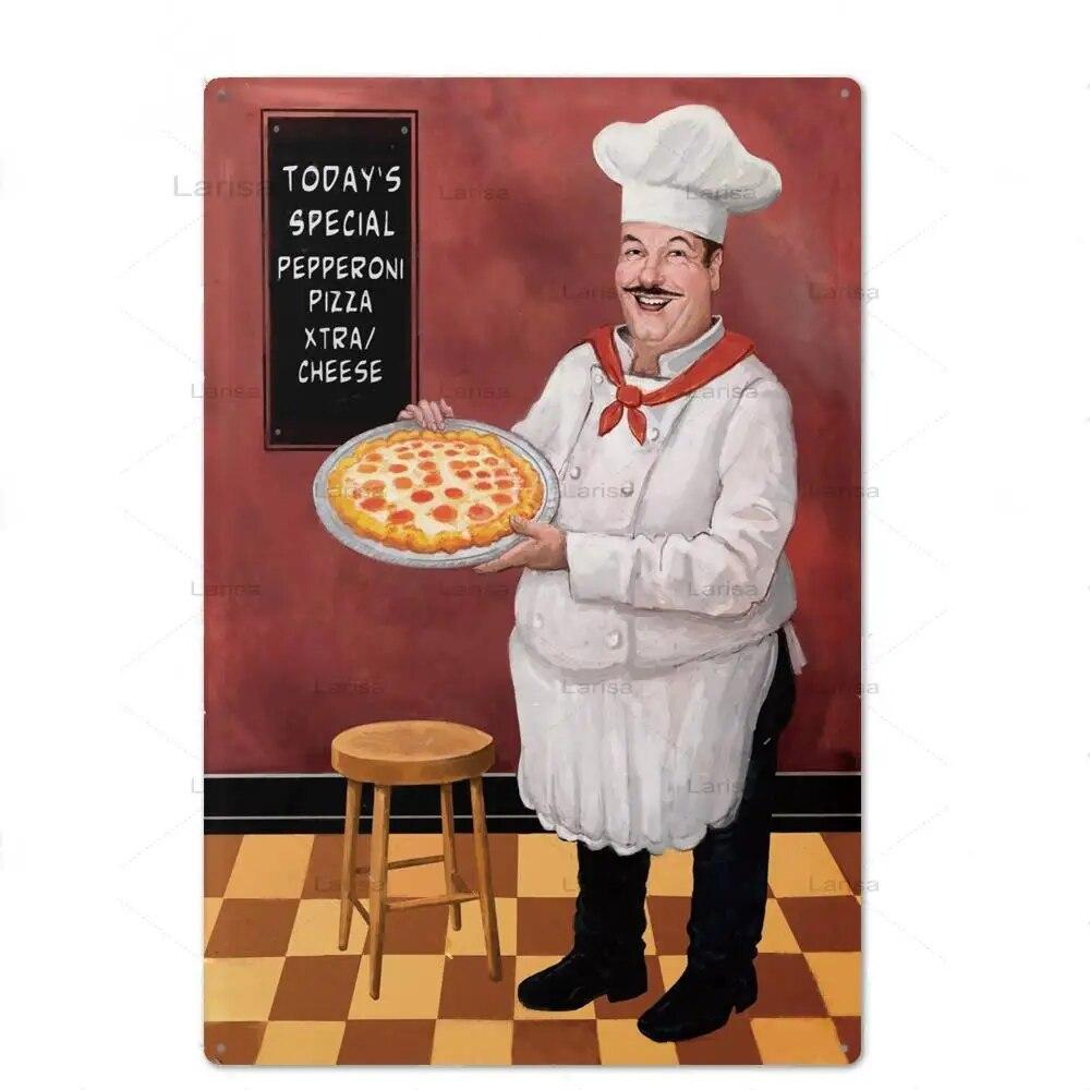 Köstliche Bäckerei Lebensmittel Metall Malerei Wand Kunst Metall Blechschilder Cafe Küche Decor Pizza Poster Vintage Plakette Wand Küche Decor