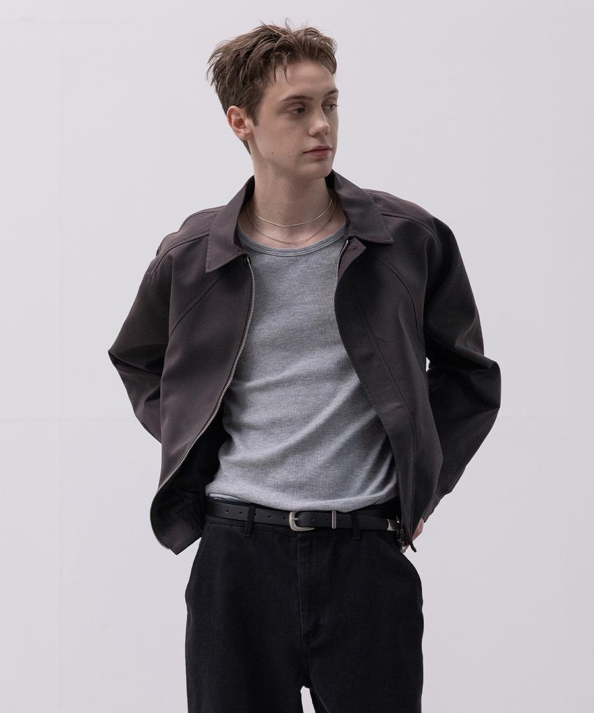 Decoroso Curved Raglan Blouson Jacket [Charcoal Brown]