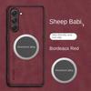 Business Retro Matte Lambskin Leather Case For Samsung M56/16 A56/36/26/16/06 A55/35/25 Metal Magnetic Car Holder TPU Soft Cover