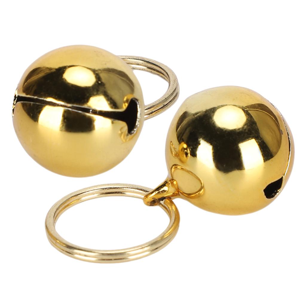 2pcs Rust Resistant AntiLost Copper Bells Crisp Sound Round Collar Decoration for Dog Cat(Golden )