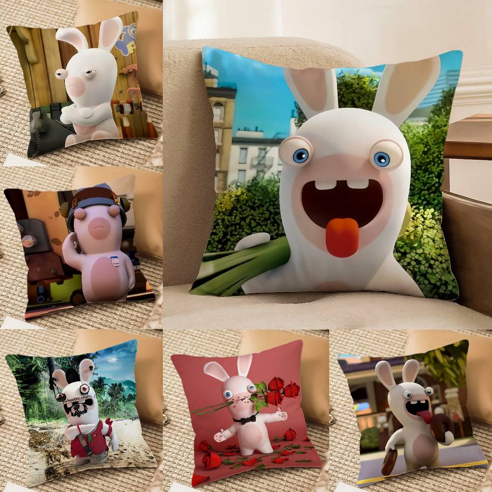 R-Raving Rabbids Pillow Case Anti-dustmite Pillowcase Invisible Zipper Silky Sofa Cushion Cover