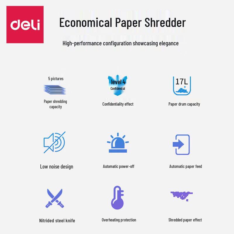Deli 9929 Electric Silent Paper Shredder CN plug (adapter included)