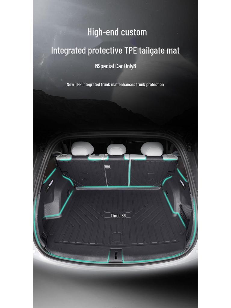 Compatible with 25 NIO ES6 models: TPE trunk mat, tailgate mat, door sill mat, and trunk cover.