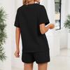 Women's Fall Two Piece  Outfits Short Sleeve Tops Tee Shirts Wide Leg Shorts Sets