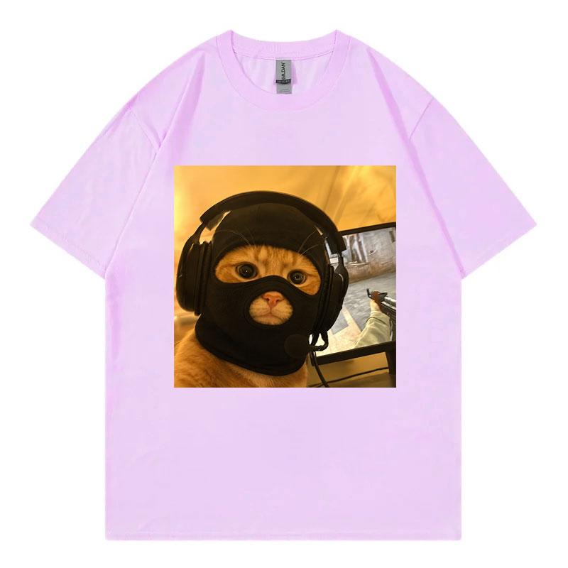 Cat Wearing Mask Funny Meme T Shirt Unisex Unisex Fashion Loose Short Sleeve Tshirts Summer Casual 100cotton Tshirt Streetwear