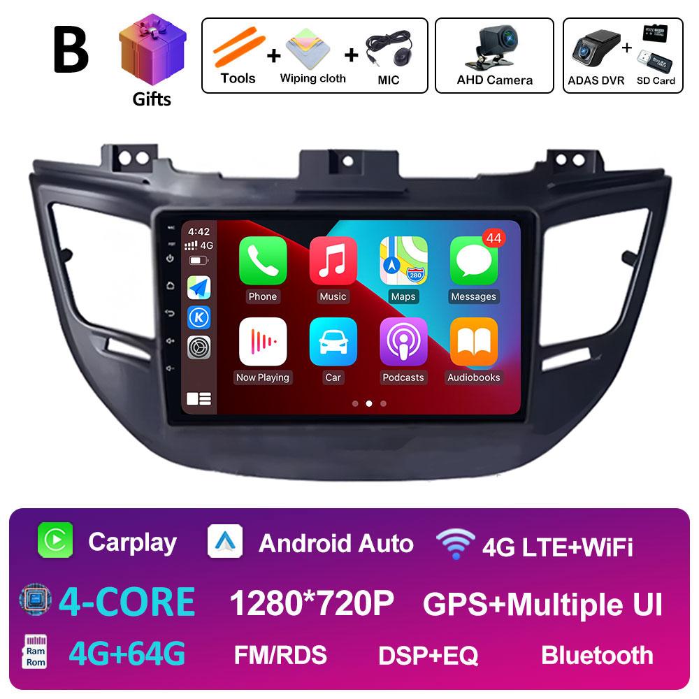 9 inch Android 14 For Hyundai Tucson IX35 3 2015 2016 2017 2018 Car Video Radio Multimedia Player QLED IPS Screen Head Unit WIFI