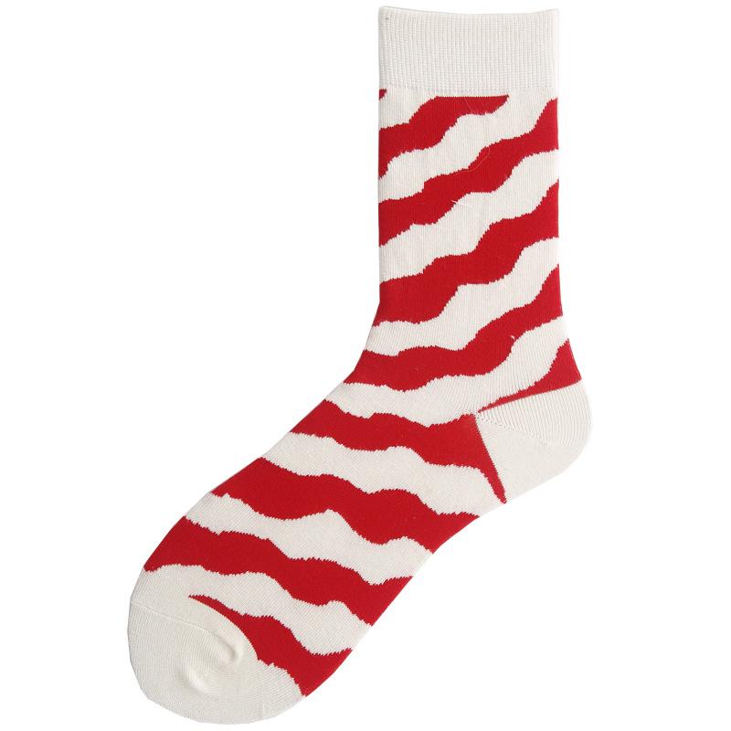 Summer Cotton Socks Trendy Socks Street Personality Illustrations Poached Eggs Harbor Jacquard Medium Tube Socks Socks Couple