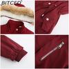 BITCED Autumn/Winter Women's Thickened Shearling-Lined Cotton Coat Loose-Fit Cotton Jacket with Detachable Hood and Fleece Lining