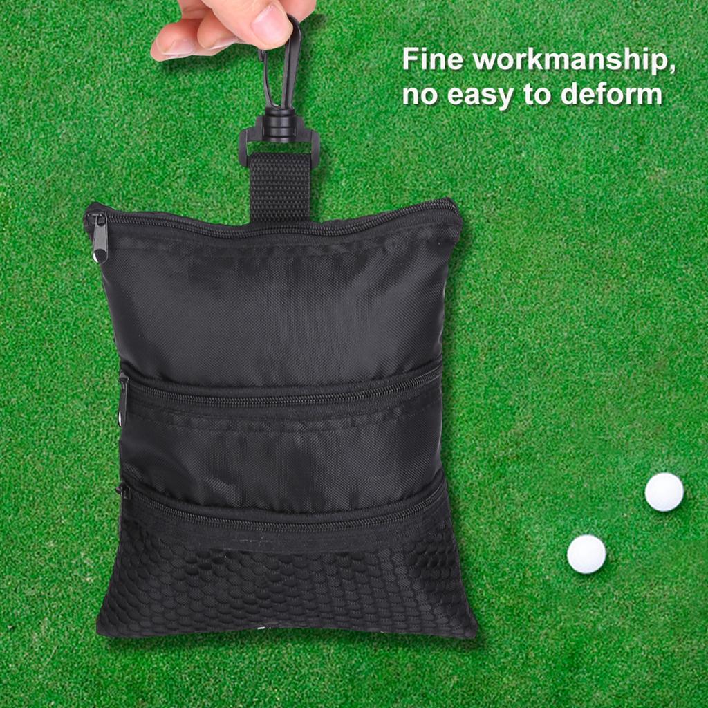 Portable Golf Ball Accessories Multi Pocket Black Zipper Handbag Bag