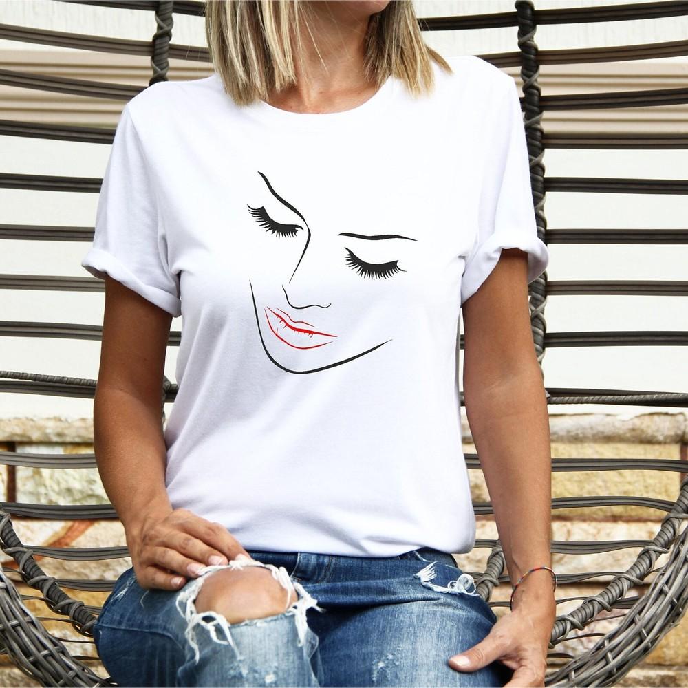 

Face line drawing T shirt, Abstract art printed T shirt, Unisex Men s ladies shi Unisex T-Shirt L