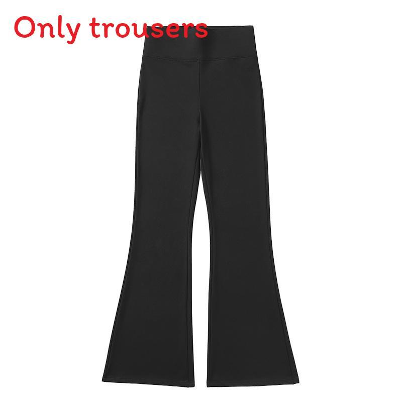 High Waist Flare Pants For Women With Polyester And Elastane For Casual Wear