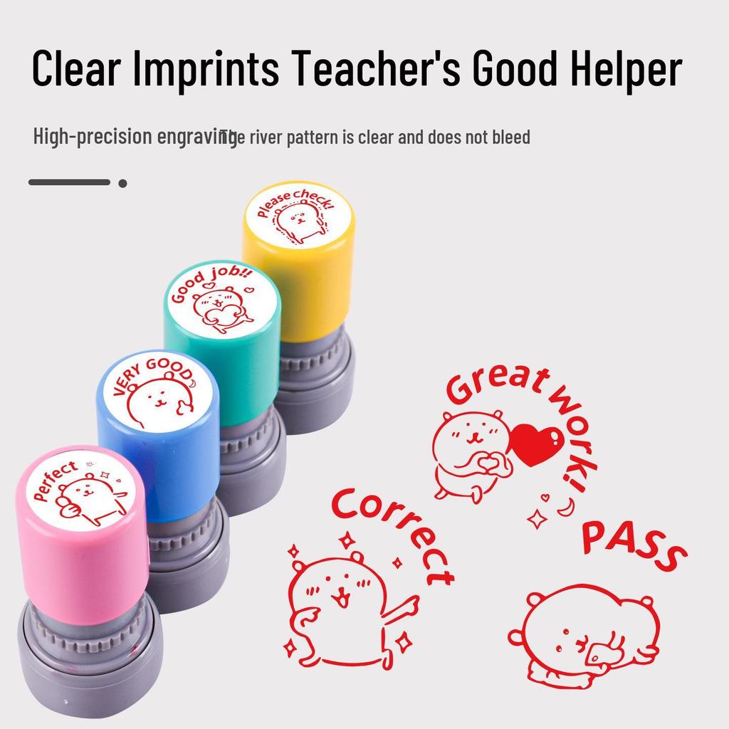 Encouraging Bear Stamp: Positive Math and English Teacher Comments