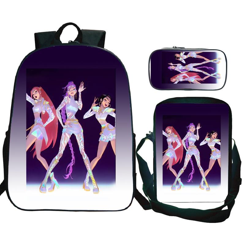3tlg KPop Dämonenjäger Rucksäcke Huntrix Mädchen Kinder Studenten Schultaschen Zoey Rumi Mira Saja Jungen Kinder Schultaschen Unisex Mochila