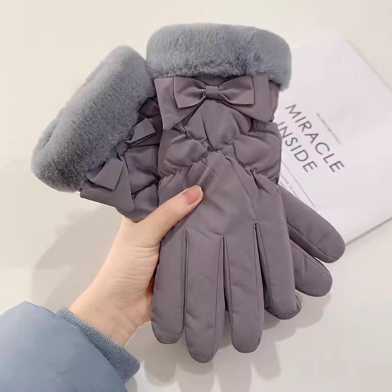 Full palm touch screen ski gloves winter women's velvet thick men's thermal cotton winter riding electric vehicles cold wind waterproof