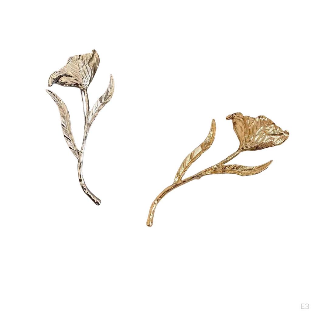 Floral Leaf Brooch Alloy Vintage Flower Pin Oversized Statement Corsage Personalized Chest Accessory