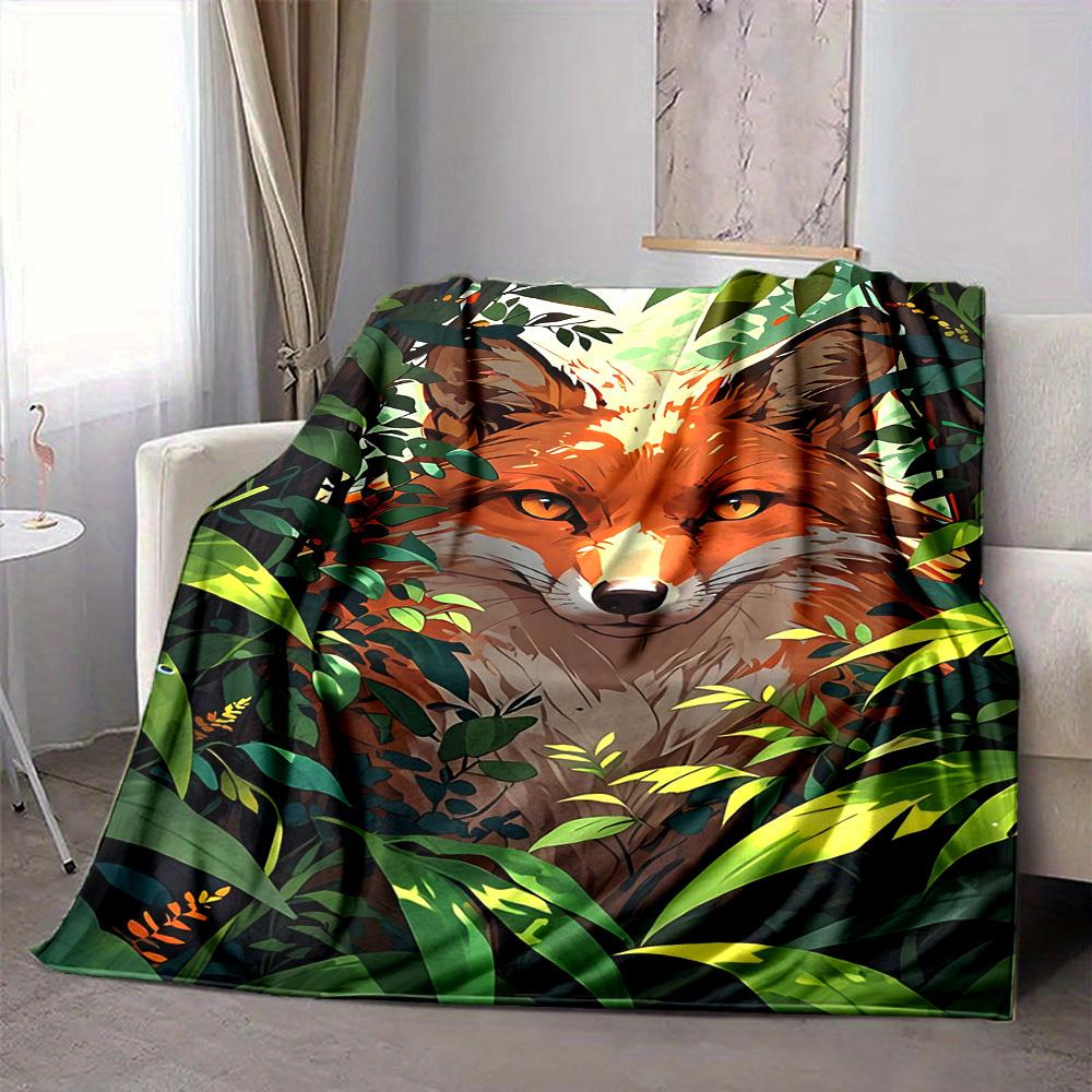 1PC Fox Print Blanket, Throw For Sofa, Bed, Travel, Printing Blanket With Soft And Warm Fabric Yy250918126