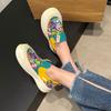 Canvas shoes women spring and summer pregnant women soft platform white shoes lazy one pedal niche graffiti cloth shoes single shoes