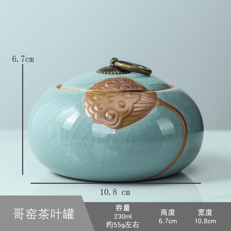 Tea Tea Bag Storage Box Geyao Tea Pot Ceramic Seal Pot Sugar Pot Moisture-proof Pot Tea Pot Living Room Coffee Table Decoration