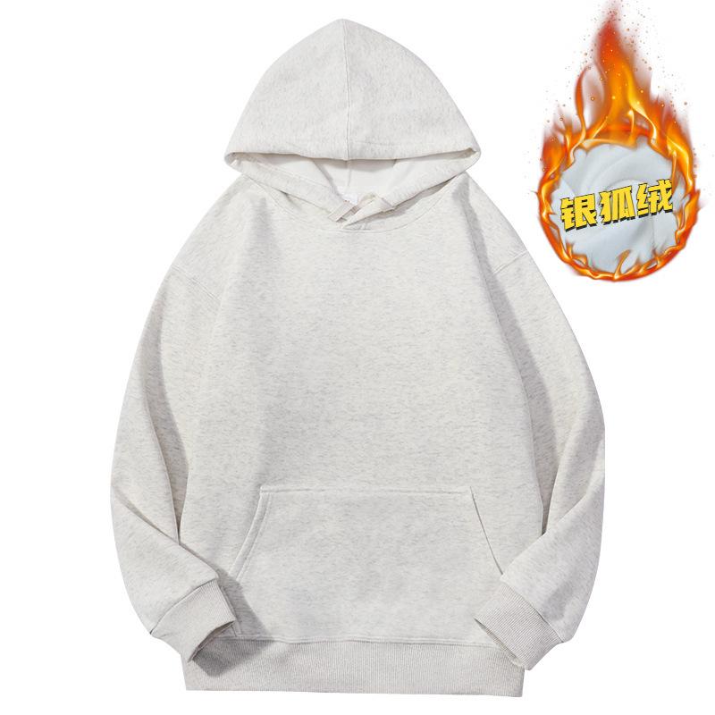 Men's Heavyweight Iron Gray Fleece Hoodie - Warm, Loose Fit for Autumn/Winter