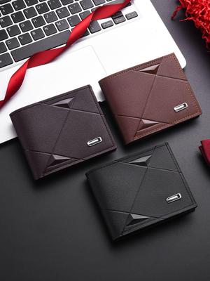 Men's Slim Leather Bi-Fold Wallet with Multi-Card Slots & Coin Pocket