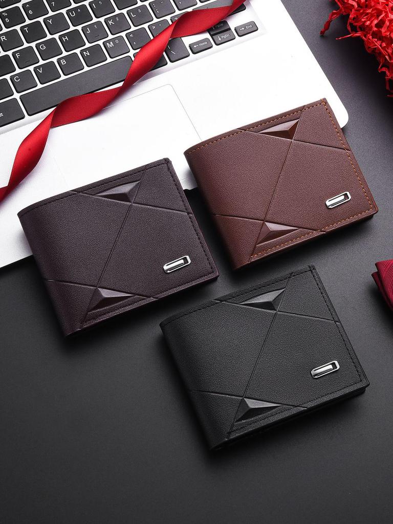 Men's Slim Leather Bi-Fold Wallet with Multi-Card Slots & Coin Pocket
