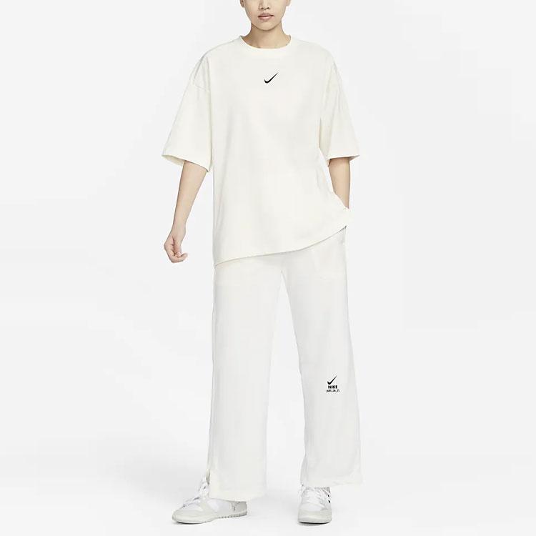 Nike Logo Embroidered High-Waisted Straight-Leg Sports Pants Women bottoms White DV8017-133