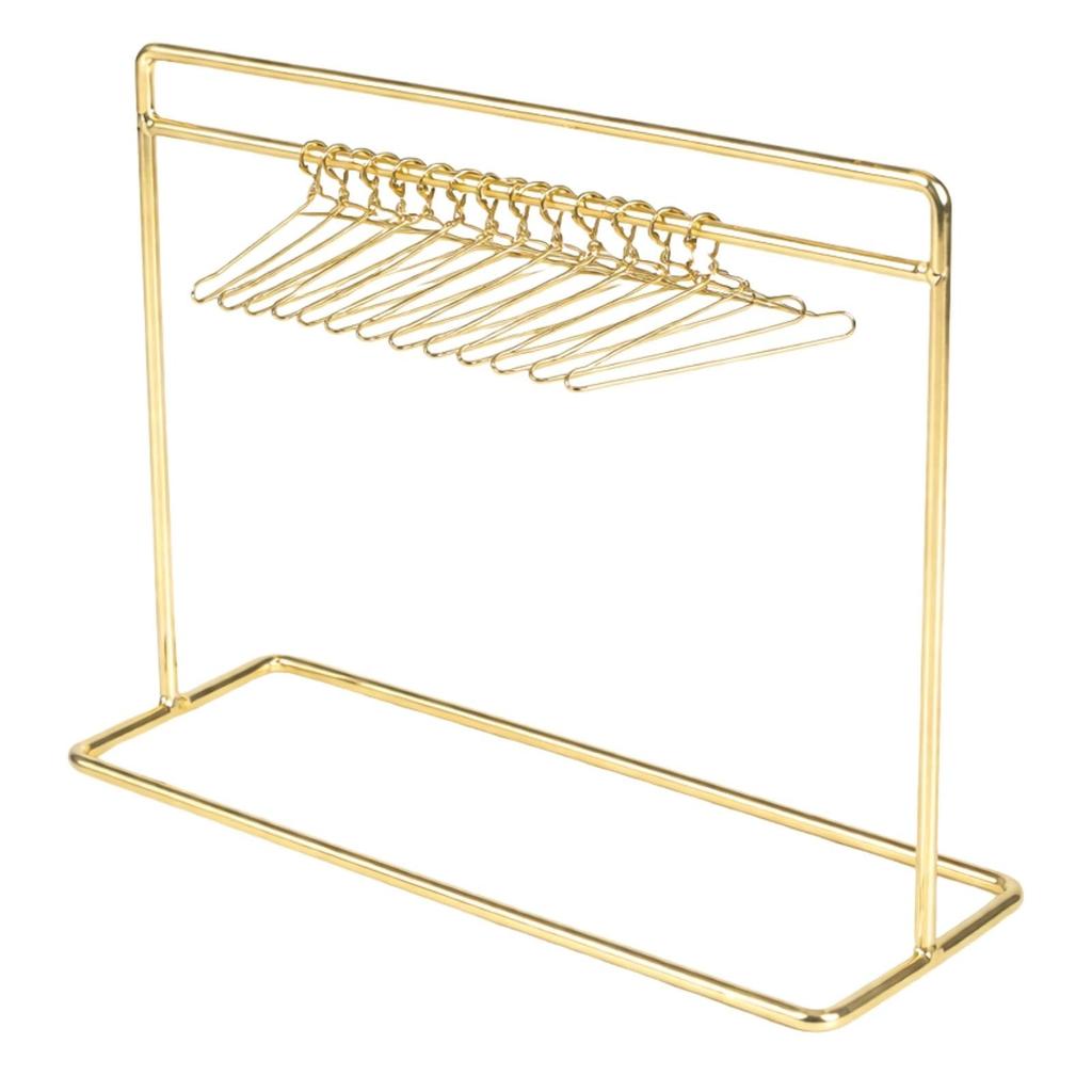 All Trust Doll Hanger Rack, Doll Closet, Miniature, Dress-Up Doll, Includes 10 Hangers (Gold)