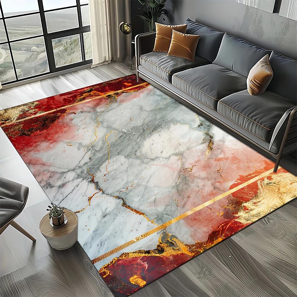 2025 New Style Colour Nature Marble Blue Gold Carpet Rug for Living Room Bedroom Home Sofa Decoration,Kid Non-slip Floor Mat