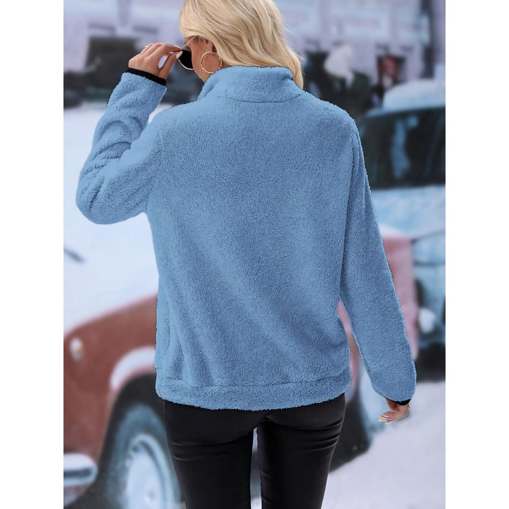 2026 Plush Half-Zip Sweatshirt - Cozy Fleece Hoodie W/ Kangaroo Pocket, Dog Walking to Coffee Run Athflow Essential