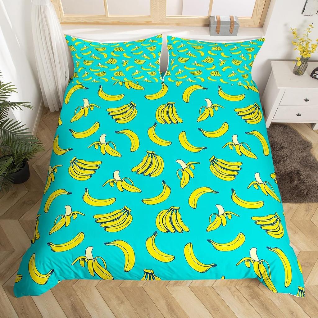 Fits Duvet Cover Strawberry Banana Mango Lemon Pineapple Bedding Set Grapes Orange Comforter Cover,Summer Fit Quilt Cover