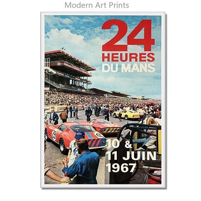 24 Hours of Le Mans Canvas Posters Print Sports Car Pictures Vintage Wall Art Paintings for Home Living Room Bar Decor Framless