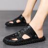 Fashion Outdoor Anti Slip and Wear-resistant Leather Sandal New Men Comfortable Dual-purpose Slipper Summer Man Trending Leather Sandals