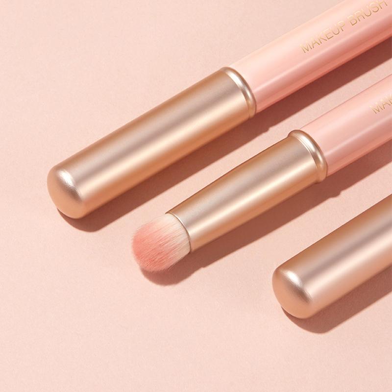 Portable Round Head Mini Lip Brush Carry Lid Lipstick Brush Concealer Brush Soft Synthetic Girl Lip Gloss Smudge Makeup Brush