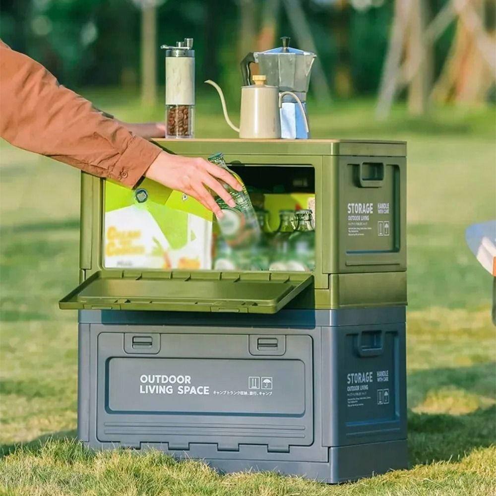 Collapsible Outdoor Sundries Storage Box 27L Foldable Trunk Organizer  Camping Equipment
