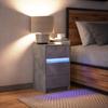 Nachttisch mit LED, Beton Grau, Holzwerkstoff