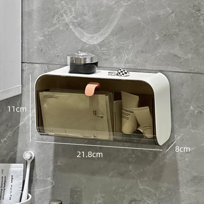 

Стеллаж для хранения в ванной Зеркальный шкаф Коробка для хранения Без сверления Настенный Шкафчик для раковины для лица для полотенец Translucent tea palm