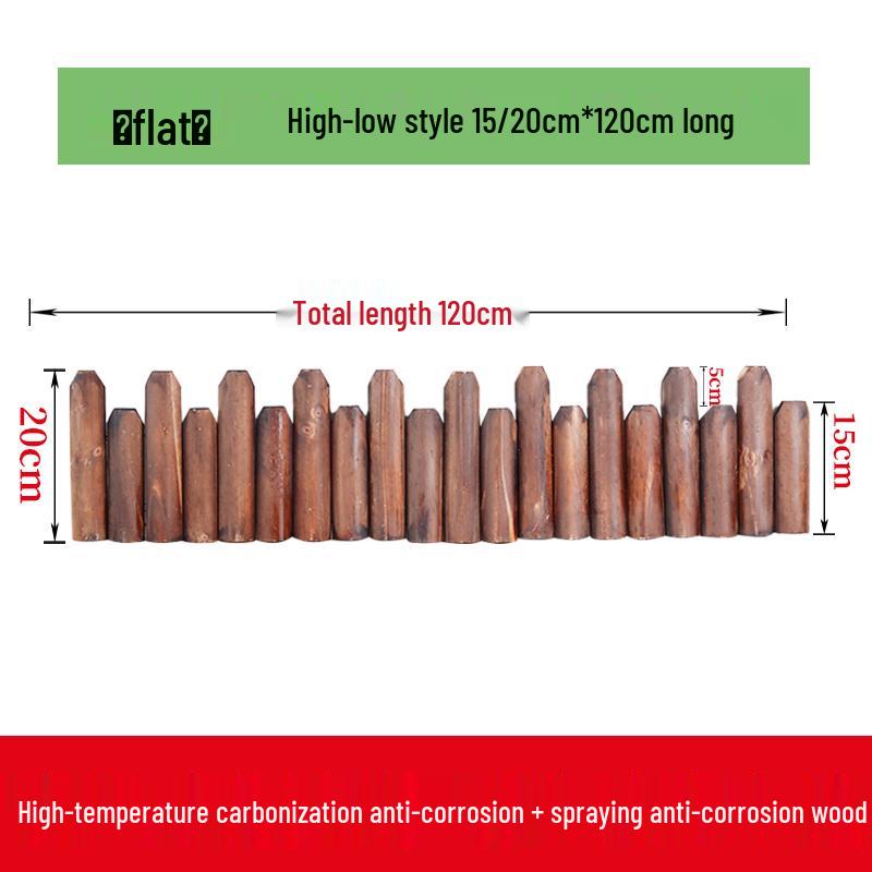 Carbonized Anticorrosive Wooden Picket Fence for Indoor & Outdoor Gardens, Balconies, and Courtyards.