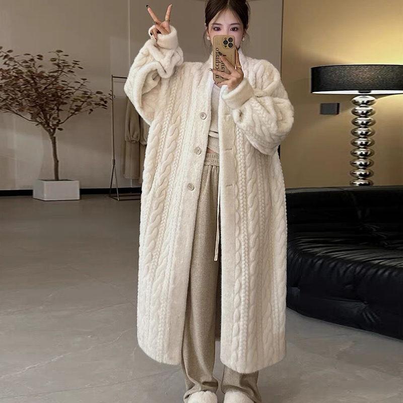 Winter Imitation Fur Coat Women'S Imitation Mink Hair Plush Twist Mink Coat Long