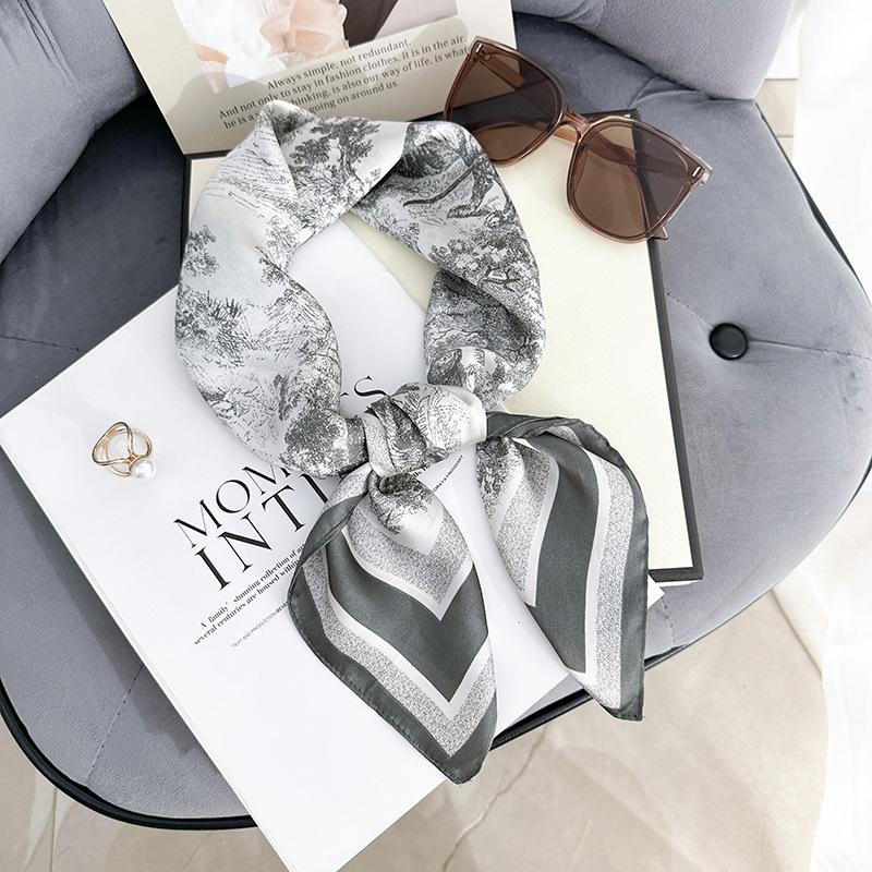 Pastoral printed square scarf retro women's professional wear scarf travel photography fashion matching silk scarf