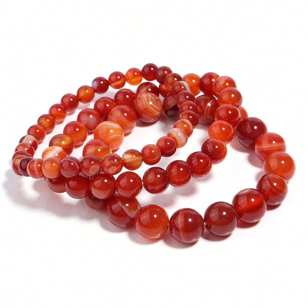 Festive Gifts Red Agate Beaded Bracelet Warm Fashion Jewelry For Men And Women Daily Wear Simple Versatile Accessory