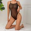 European and American Sexy Mesh See-Through Backless Suspender Bodysuit