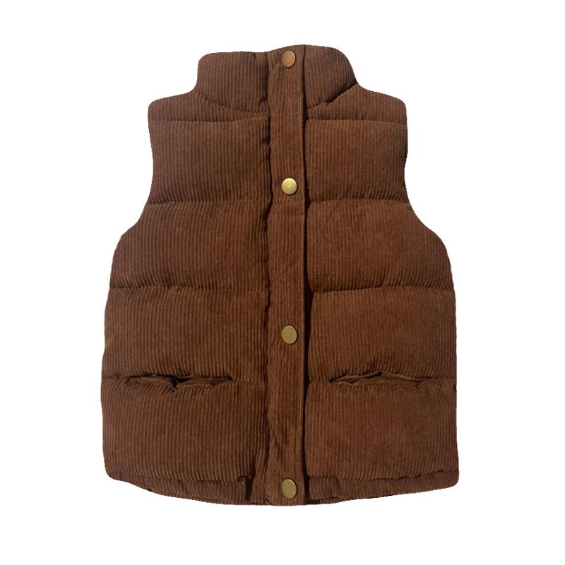 2023 Autumn Corduroy Standing Collar Vest Children Warm Thicken Vest Baby Cotton Waistcoat Kids Outerwear Coat Boys Girls Jackets Vest